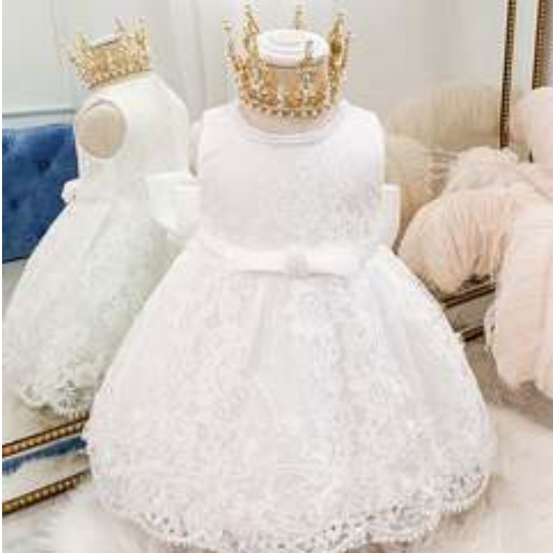 Baige Kids Party Dresses Baby Girl frock Barn Nyfödda plagg Flower Girls Dress