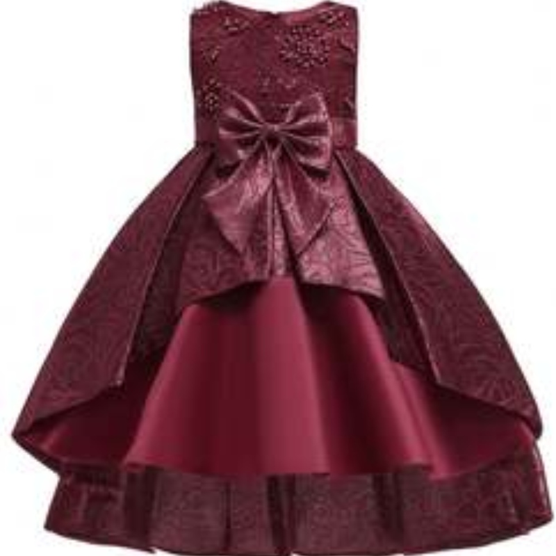 Baige Boutique Clothing Girls Party Dresses Satin Children Dress Designs Long Plagment T5176