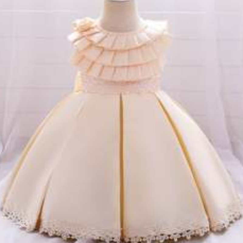 Baige New Fashion Children Ball Gown Satin Party Formal Wedding Flower Girl Dress L1976xz