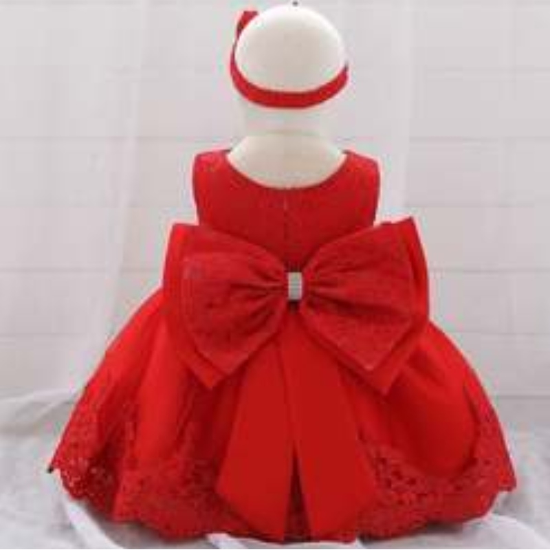 Baige White Baby Girl Party Dress 1 Year Party Baby Girl Dresses Frocklittle Princess kjol med gratis hårband