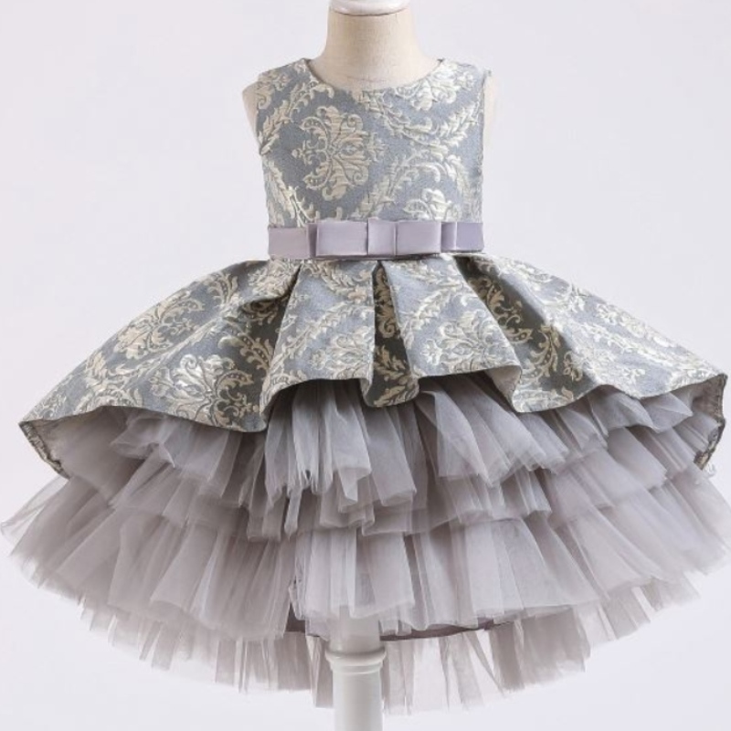 Baige 3-12y Flower Girl Fluffy Dress Factory Wholesale Boutique Kids Clothing Princess Tutu Kjol 2171