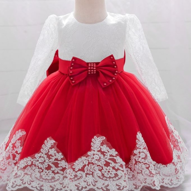 Baige Ny ankomst 0-2y Summer Girl Dresses spets långa ärmar Flower Baby Girl Prom Dress L1940XZ