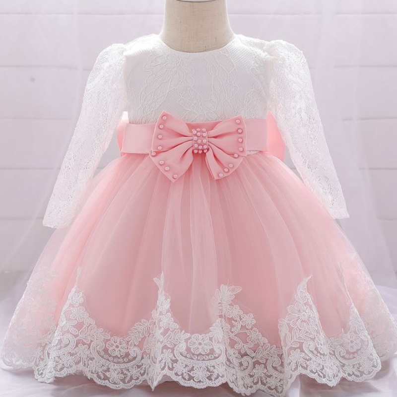 Baige Ny ankomst 0-2y Summer Girl Dresses spets långa ärmar Flower Baby Girl Prom Dress L1940XZ