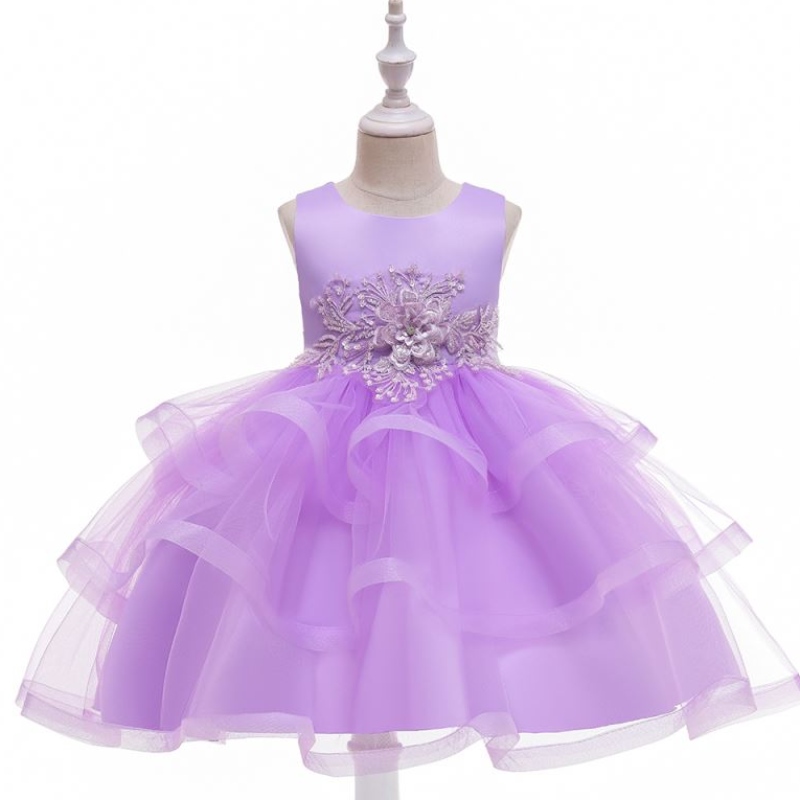 Baige Ny ankomst Puffy Flower Girl Födelsedagsfest bröllopsklänning 3-10 år flickor födelsedag barn klänningar