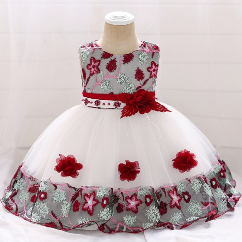 Baige i lager modedesign 24 månader baby flickor blomma sommar baby prinsessan klänning för barn l5045xz