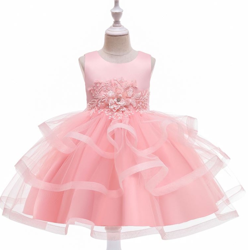 Baige Little Kid Baby Kid Flower Girl Summer Birthday Party Dress Costume Princess Dress 3-10 år L5225