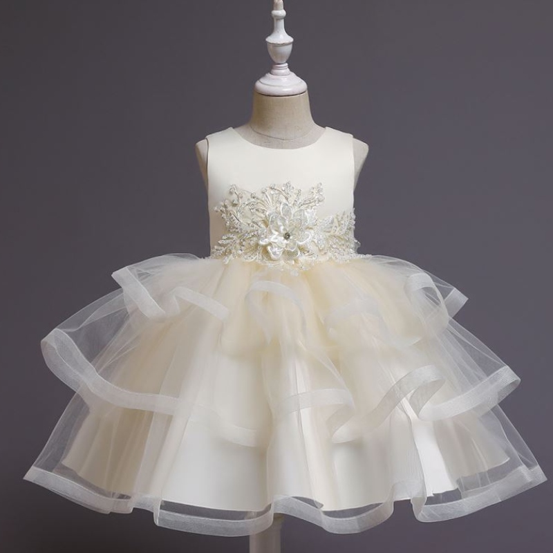 Baige Little Kid Baby Kid Flower Girl Summer Birthday Party Dress Costume Princess Dress 3-10 år L5225
