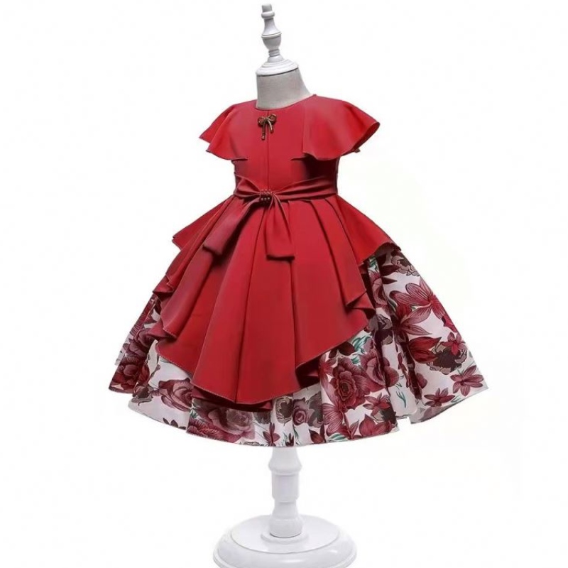 In-Stock baby pärlor satin flicka klänning barn frock design barn cny plagg 21022