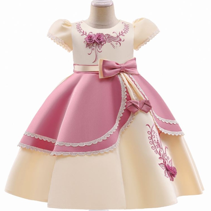 Baige European Style Girl Wedding Dress for Kids Lovely Birthday Party Dresses 3-10 år L5240