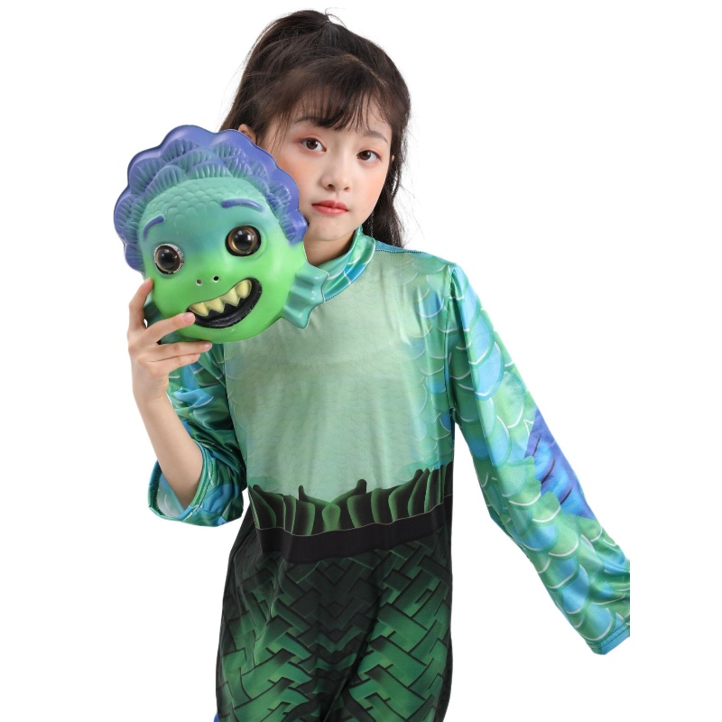 Halloween Sea Monster Cosplay Luca Movie Costumes Party Masks Jumpsuit Children Rollspelande festkläder