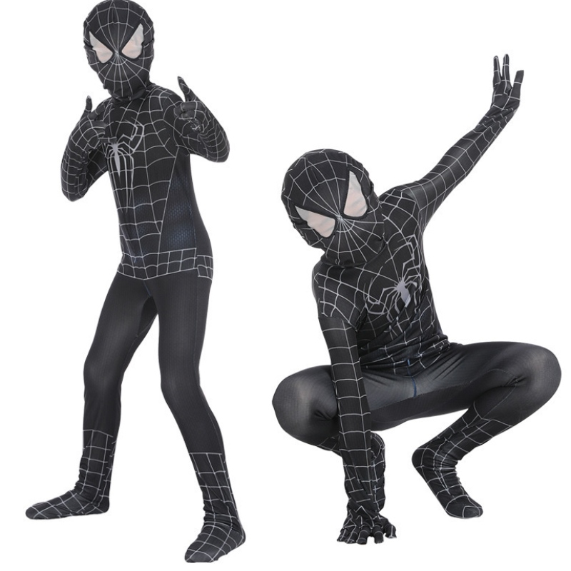 Spiderman cosplay svart bodysuit hjälte roll spela tight anime jumpsuit muskel halloween kostym