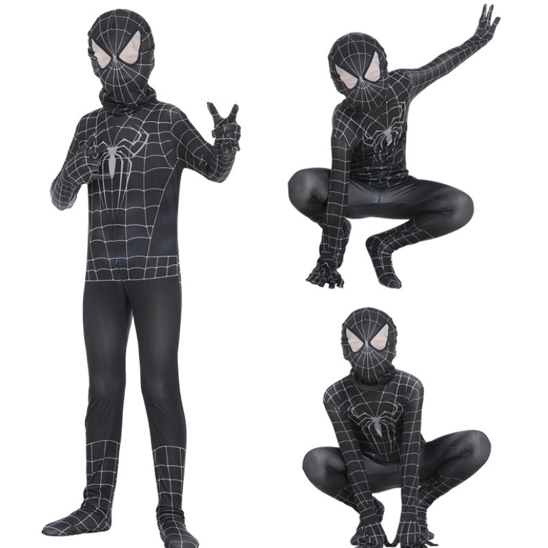Spiderman cosplay svart bodysuit hjälte roll spela tight anime jumpsuit muskel halloween kostym