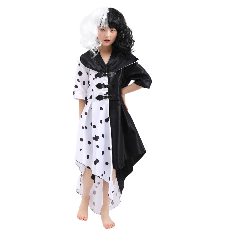 2022 Ny stilfilm 101 Loyal Dog Cos svartvitt häxa Kuila Deville Cosplay Dress Stage Costume