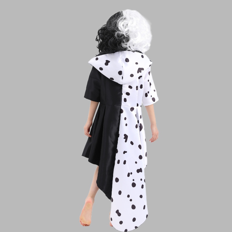 2022 Ny stilfilm 101 Loyal Dog Cos svartvitt häxa Kuila Deville Cosplay Dress Stage Costume