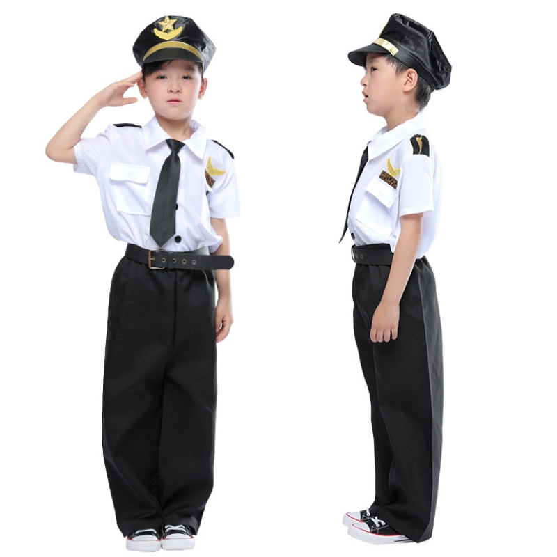 Klä upp Deluxe Children Pilot Costume Set Young Captain Rolle Play Suit
