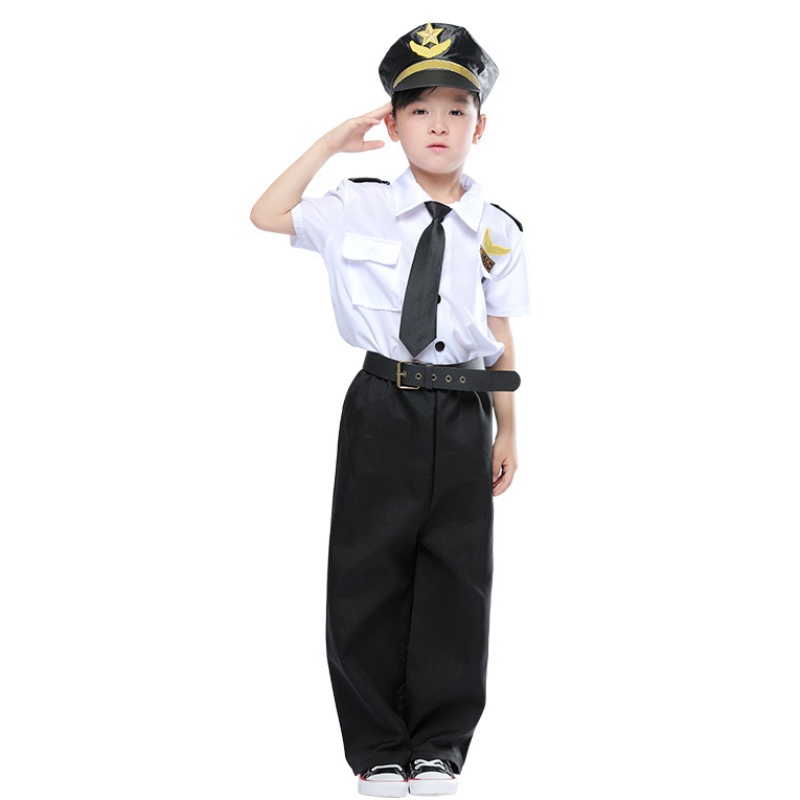Klä upp Deluxe Children Pilot Costume Set Young Captain Rolle Play Suit