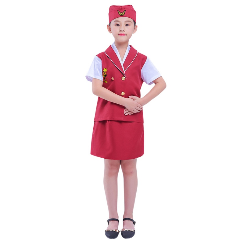 Children's Stewardess Costume Kindergarten Cosplay roll Spela kostym Halloween Stewardess Professional Costume