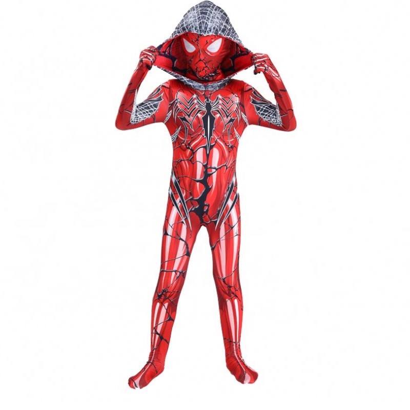 2022 Ny röd färg fullbody kostym halloween fest tv&movie cosplay anime jumpsuit spiderman dräkt med ansiktsmask
