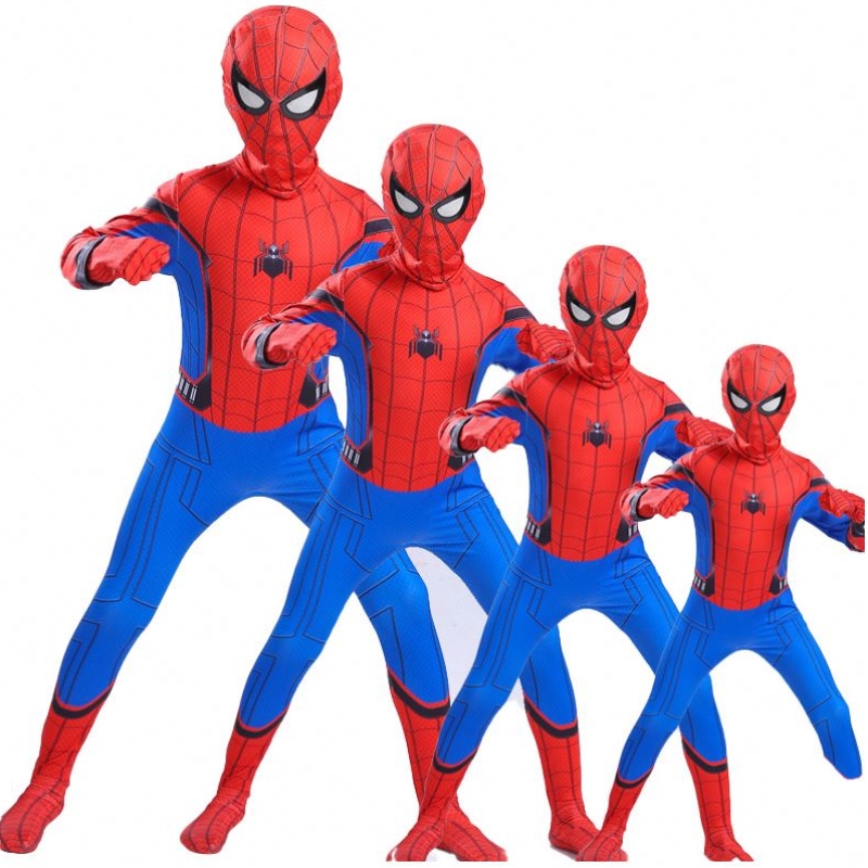 Högkvalitativ förälderbarn Parallell Anime Black Spider Man Jumpsuit TV&movie Cosplay Spiderman Halloween Costume
