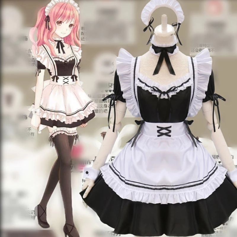 French Maid Apron Lolita Fancy Dress Cosplay Costume Maid Dresses Halloween Maid Outfit (S-5XL)