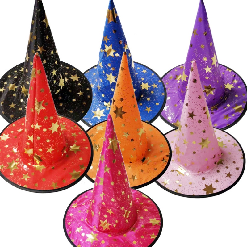 Hot Selling Halloween Cosplay Black Pointed Witch Hat -dekorationer för vuxna och barn