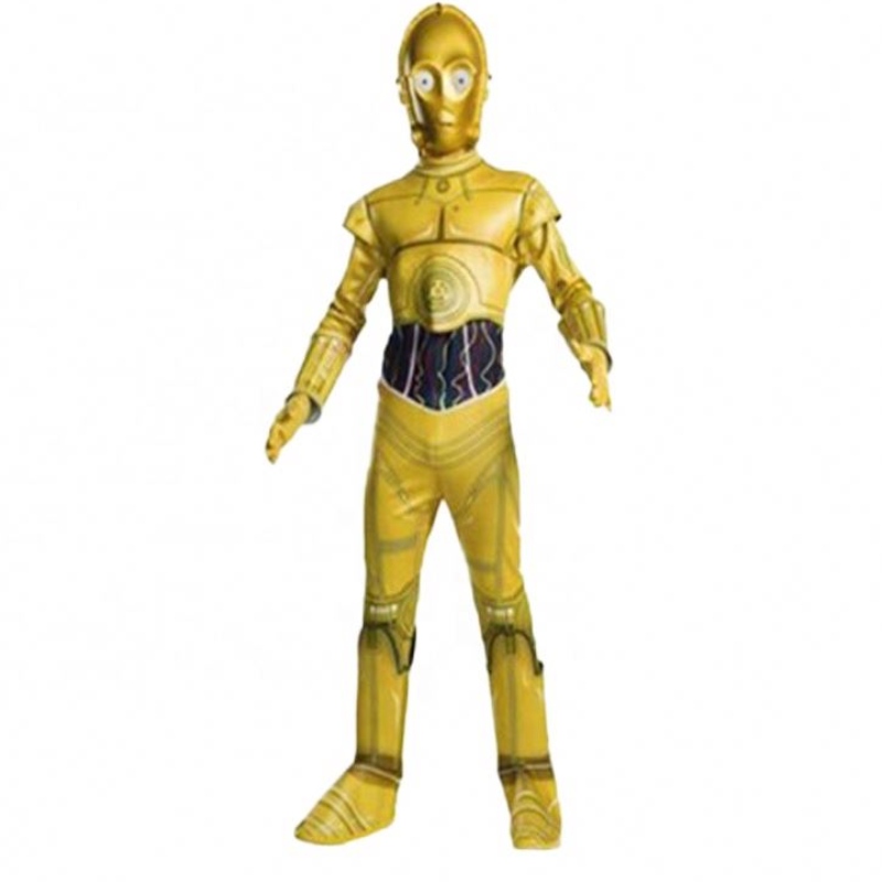 Grossistfilm&film kläder för halloween födelsedagsfest stjärna cosplay wars jumpsuit c-3po robot dräkt med mask för barn