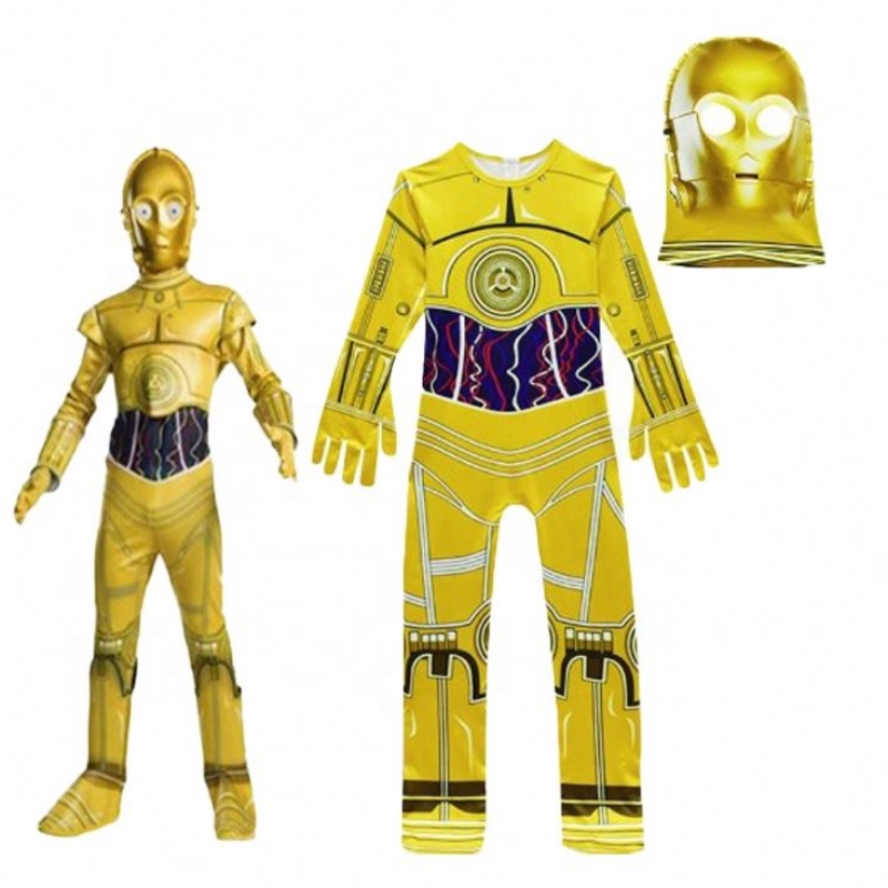 Grossistfilm&film kläder för halloween födelsedagsfest stjärna cosplay wars jumpsuit c-3po robot dräkt med mask för barn