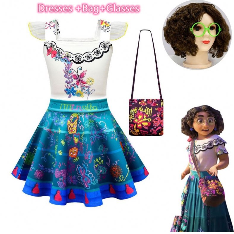 Flickor Encanto Mirabel Cosplay Costume Kids Carnival Birthday Princess Dress Children Encanto Dresses