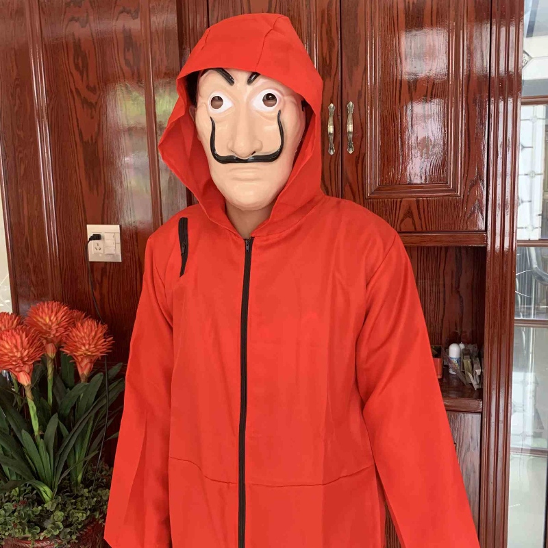 Billigare Red Dali -dräkt med Mask Coverall Hoodie Jumpsuit Money Heist Halloween Cosplay Costume