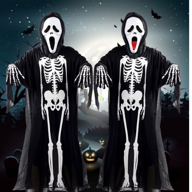 Fest Celebration Masquerade Cosplay Halloween Costume Ghost Clothes People Skeletonkläder Skalle kläder
