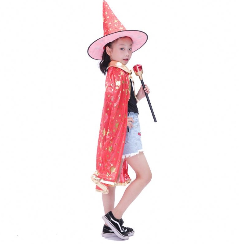 tillåtande barns vuxna fest klä upp röda och svarta dubbla ansiktsstativ krage udde huva udde cape costume halloween cosplay