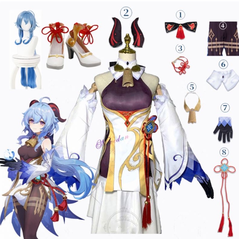 Genshin Impact Ganyu Cosplay Costume Anime Halloween Party Fancy Dress Women Sexig outfit Wig Shoes Horns Props Game Suit