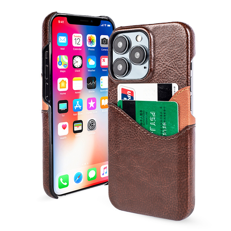 Lämplig för Apple iPhone 14pro skal, dubbel kortväska färg matchande läderfodral, tpu360 graders omfattande skyddsfodral