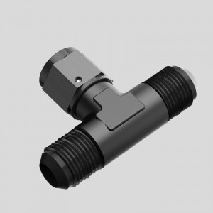 Hane Tee Fitting Adapter med Kvinna Swivel på sidan Svart