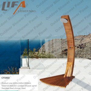 Utomhusduschpanel CF5002, Utomhusduschpanel i trä, Utomhusduschpanel i trädgården, Fristående utomhusdusch