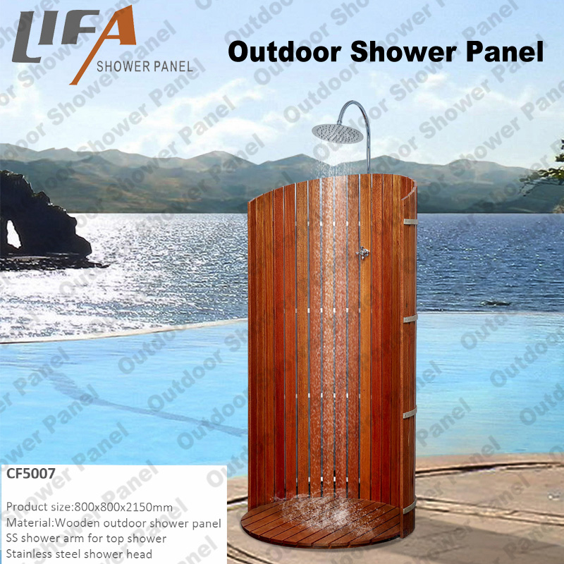 Utomhusduschpanel CF5007, Utomhusduschpanel i trä, Utomhusduschpanel i trädgården, Fristående utomhusdusch