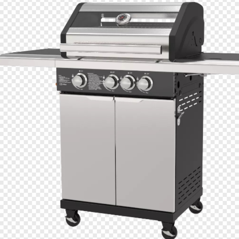 Lyx Utomhus Trädgårdsgas BBQ Grillgaller Rökfri Grill Grill Hem Party BBQ Grill Trolley Med Skåp Hjul Rostfritt stål