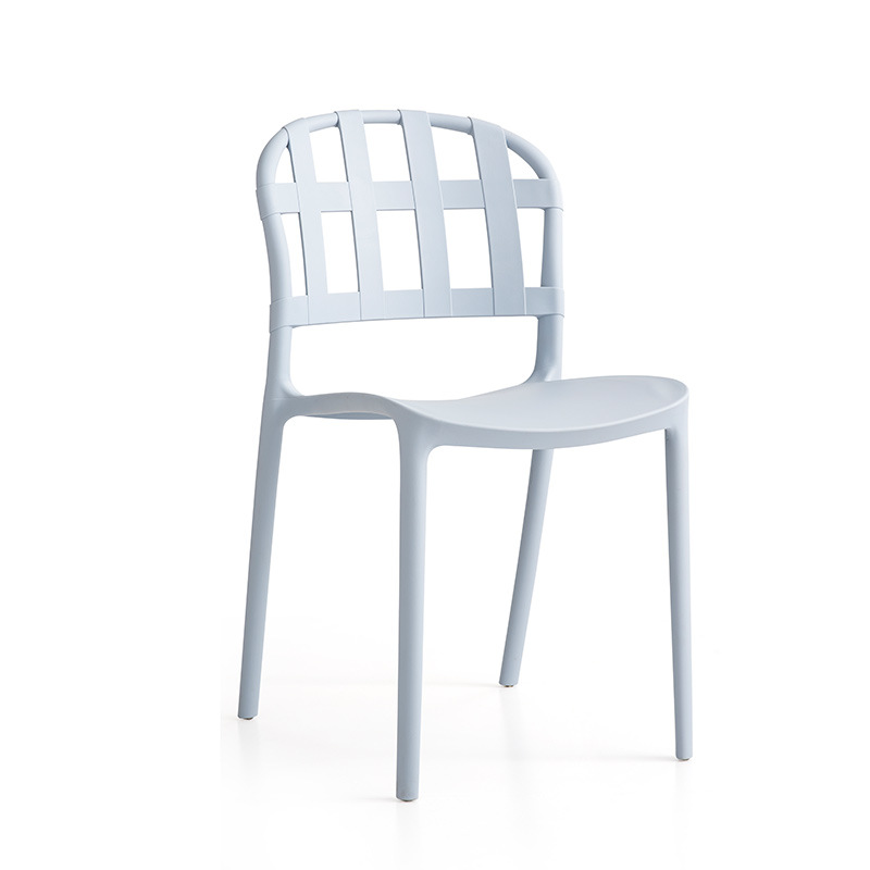 Modern plastfärgad stol armfri fast rygg utomhus enkel lounge plaststol stol