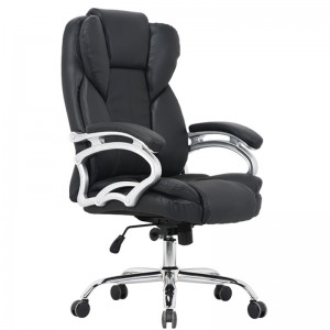 Justerbar svart klassisk Executive Pu China Office Leather Chair Luxury Swivel med armstöd med hög rygg PU -läder