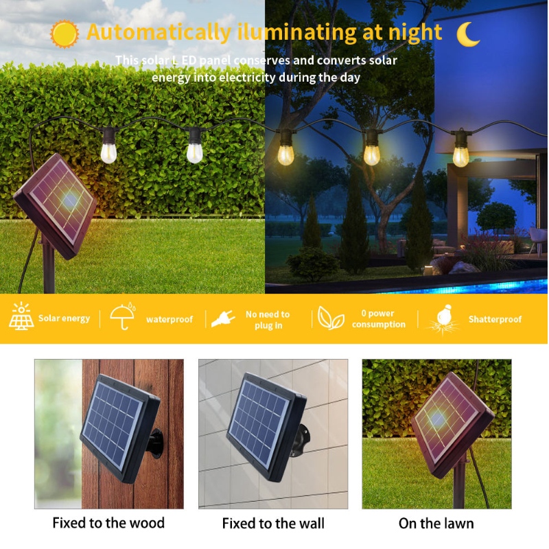 48ft Solar Outdoor RGB String Lights, Dimble Patio String Lights with 2 Remote Control, Solar String Lights Waterproof med 15 hängande glödlampor Dimble för Garden Bistro, Party