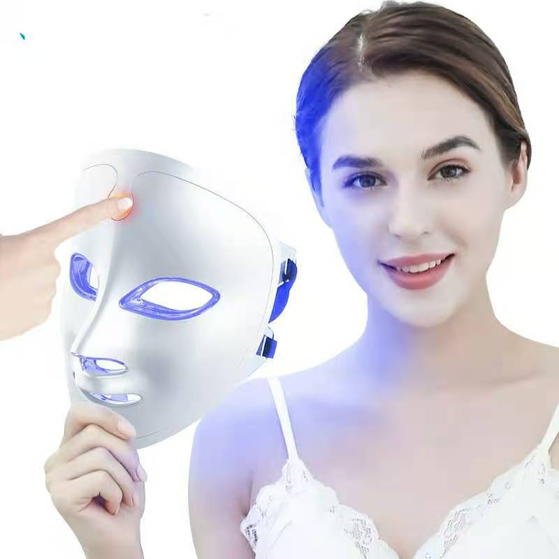 7 färger Lätt Portable Face LED Face Mask Light Therapy for Home Use, LED Light Therapy Ansiktsskötsel Mask - Blue&Red Light for Acne Photon Mask - Korea PDT Technology for Acne Reduction