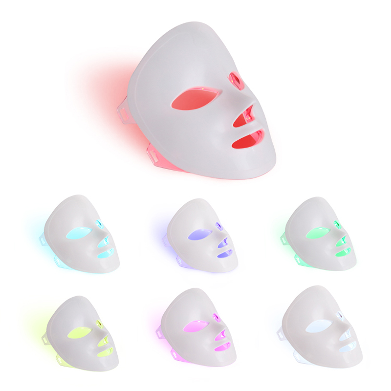 7 färger Lätt Portable Face LED Face Mask Light Therapy for Home Use, LED Light Therapy Ansiktsskötsel Mask - Blue&Red Light for Acne Photon Mask - Korea PDT Technology for Acne Reduction