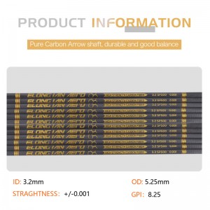 Elongarrow 32 tum 3,2 mm hög modul kolfiber pilsaxel för bågskyttar