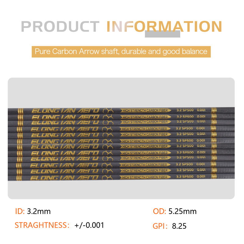 Elongarrow 32 tum 3,2 mm hög modul kolfiber pilsaxel för bågskyttar