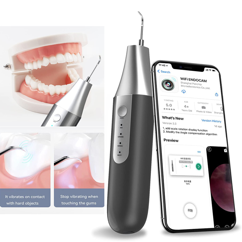 Länkbar WI FI Synlig ultraljudstandrenare - Vuxen tandrengöringssats Dental Plack Remover, app för iPhone och Android