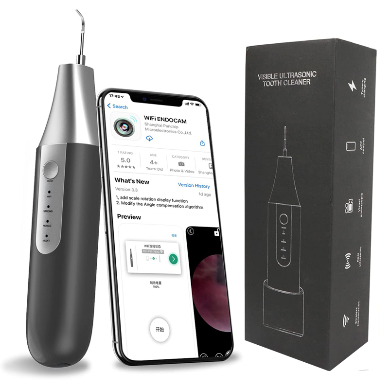 Länkbar WI FI Synlig ultraljudstandrenare - Vuxen tandrengöringssats Dental Plack Remover, app för iPhone och Android