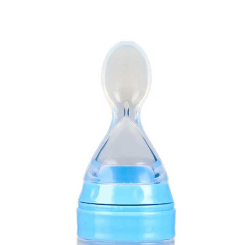 100% matkvalitet silikonsked pressa rispasta baby matande flaska silikon barn barn matar fruktnappsked flaska