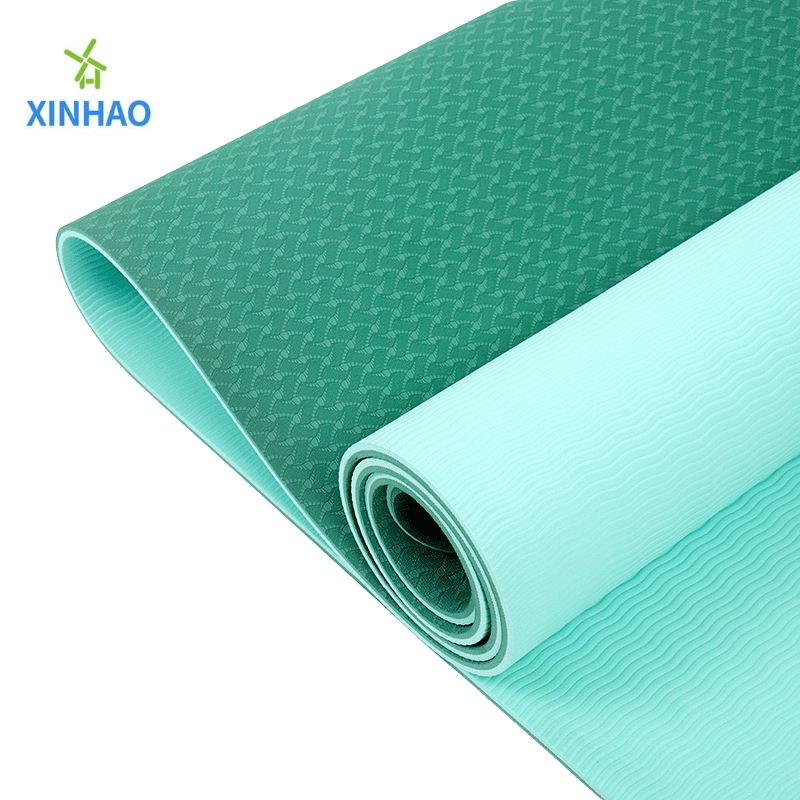 Miljöskydd Dubbelskikt Tvåfärgad anpassningsbar (4/6/8mm) TPE YOGA MAT POCHOTY, Lämplig för yoga, fitness, pilates