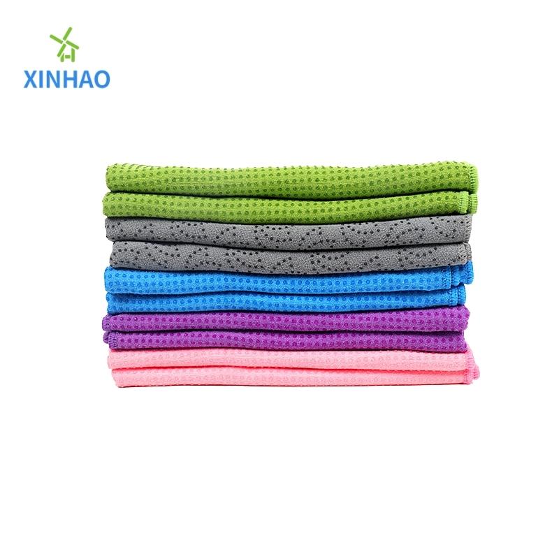 En mängd olika färger Mikrofiber Svett-absorberande fast färg Yoga Thandduksugn, PVC Silikonpunkt Anti-slip hudvänlig, lämplig för fitness, yoga, pilates, högtemperaturyoga