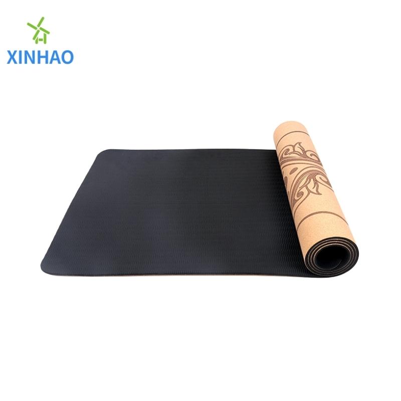 Amazon bästsäljande kork tpe yogamat grossist, 4mm/5mm/6mm/8mm tpe cork icke-slip yogamat, stöder anpassad logotyp eller tryck